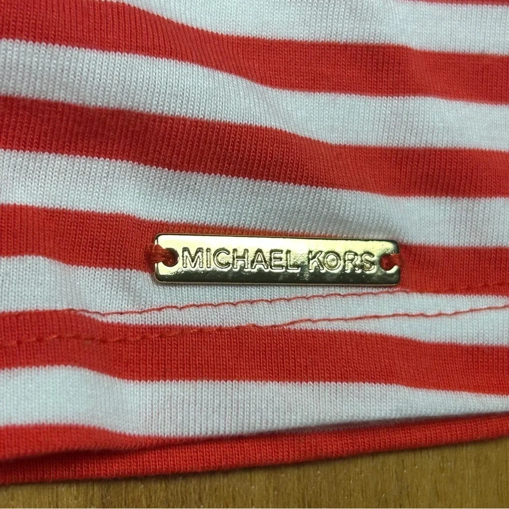 Michael Kors White and Red Boxy Short Sleeve Blouse Size‎ XL